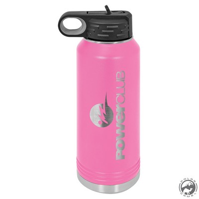 Powder Coated Pink Travel Water Bottle Includes Straw