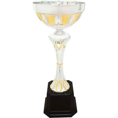 13 1/2" Silver/Gold Completed Metal Cup Trophy on Plastic Base