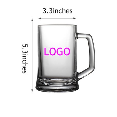 16 Oz Glass Beer Mug with Handle