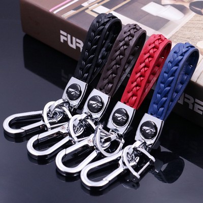 PU Leather Metal Car Fob KeyChain Holder Detachable Valet Key Ring Anti-Lost