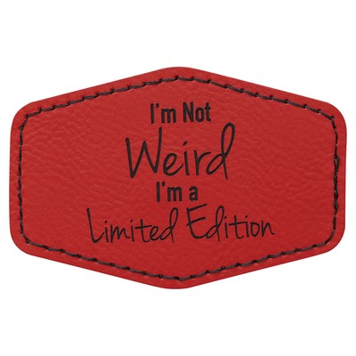 3"x2" Hexagon Patches, Red Laserable Leatherette