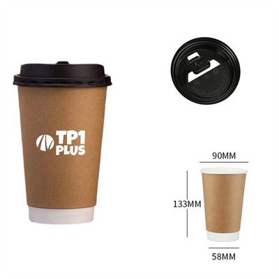 Disposable Double Wall Coffee Cup With Lid