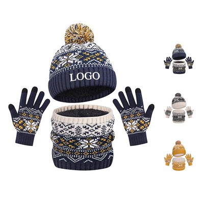 Winter Beanie Scarf Gloves Set For Kids