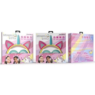 Cat Unicorn LED Wired Headsets - Yellow/Pink (Case of 24)