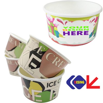 Customizable Full Color 8OZ Disposable Ice Cream Dessert Cup