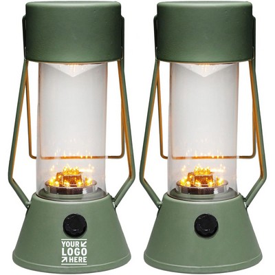 Vintage Style LED Camping Lantern - Metal Decorative Light