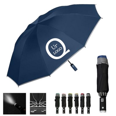 46" Umbrella W/Safer Reflective Stripe And Led Flashlight