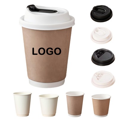 Disposable Double-Layer Paper Cup with Lid