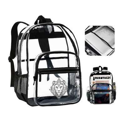 0.4mm Deluxe 17.3" Clear PVC Backpack W Laptop Sleeve