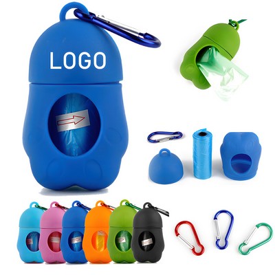 Pets Portable Waste Bag Dispenser w/Disposable Bags & Metal Carabiner Clip