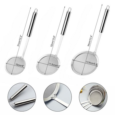 3-Piece Fine Mesh Skimmer Stainless Steel Spoon