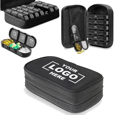 Stylish Canvas Weekly Pill Organizer: Keep Your Pills Neat and Tidy in Style.