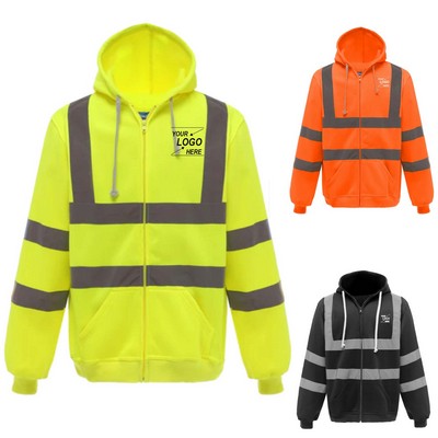 High - Visibility, Winter - Resistant Fleece Hooded Sweatshirt Jacket.