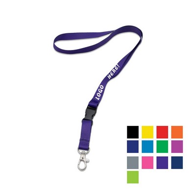 Custom 5/8" Polyester Lanyard w/ Lobster Claw & Buckle Release