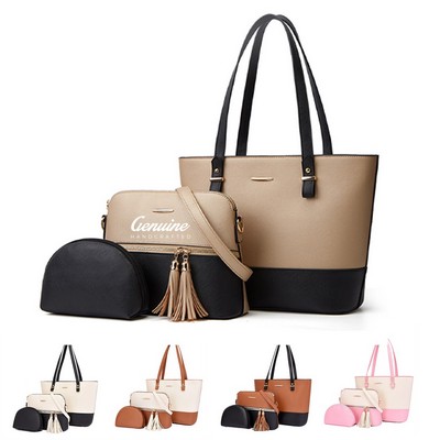 Women's 3 Pieces Pu Leather Handbag Set