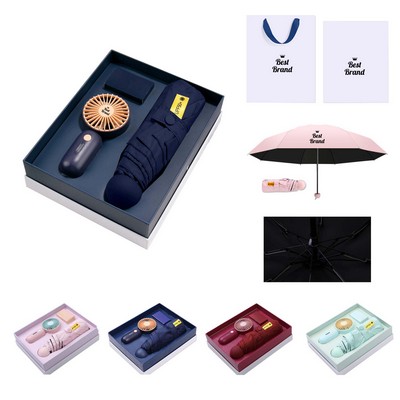 Personalized Umbrella Fan Gift Set