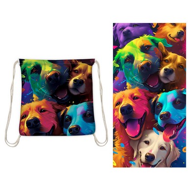 2 in 1 Drawstring Beach Towel Backpack 55 x 28 Inch