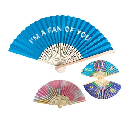Full-color Folding Bamboo Paper Hand Fan