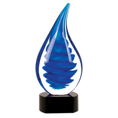 10 1/4" Blue Twist Rain Drop Art Glass (See best selling products tab for pricing)