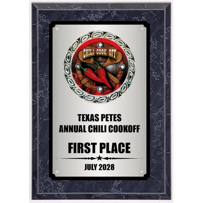 5" x 7" BLACK MARBLE finish with logo in wreath decoration