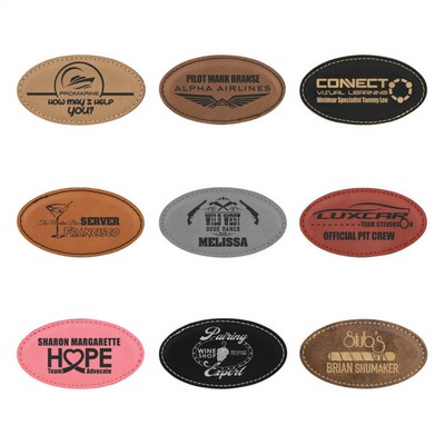 Oval Leather Name Tag