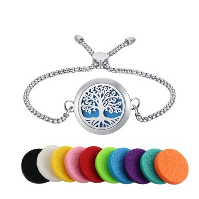 Essential Oil Diffuser Bracelet Stainless Steel Aromatherapy Locket Adjustable with 10pcs Refill Pad