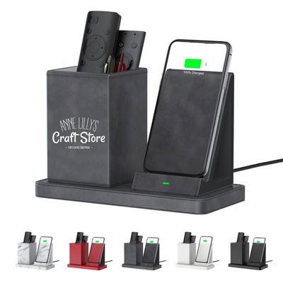 Wireless Charging Desk Organizer with Pen Holder