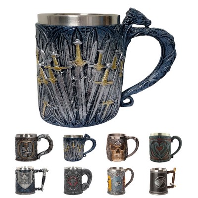 15oz Medieval Viking Skull Beer Mug