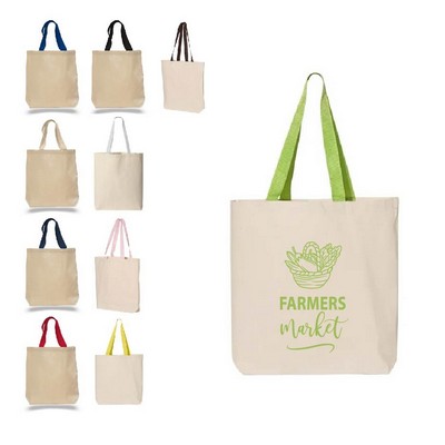 Promotional Tote Bag W/ Colored Handles