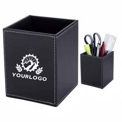 Water Ristantent PU Leather Square Pen Holder Organizer MOQ 100PCS
