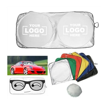 Car Windshield Sun Shade with Storage Pouch