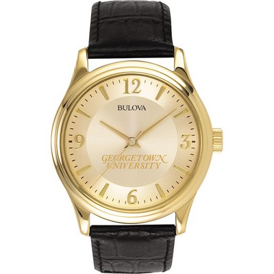 Bulova Men's Black Leather Strap Watch