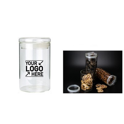 Straight Glass Storage Jar with Glass Lid