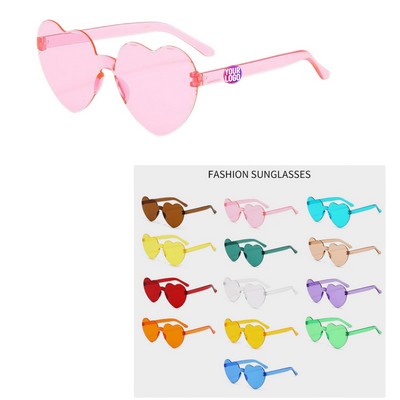 Colorful Heart Shaped Rimless Sunglasses
