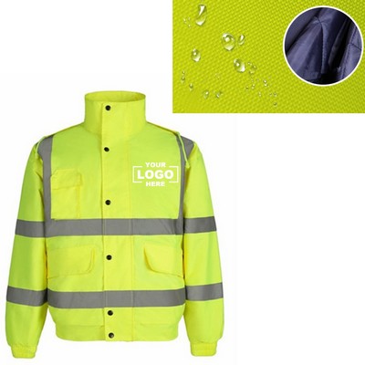 Mens High Visibility Jacket Waterproof Reflective Winter Jacket