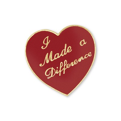 1" "I Made a Difference Enameled Heart Lapel Pin