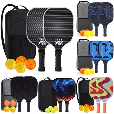 Premium Fiberglass Pickleball Set w/ 2 Paddles & 4 Balls