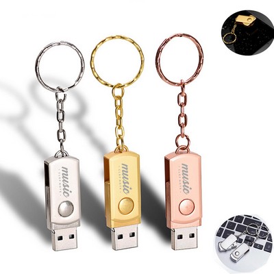 Mini USB Swivel Flash Drive with Keychain