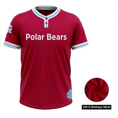 2-Button Men's Sublimation Baseball Jersey (Birdseye Mesh)
