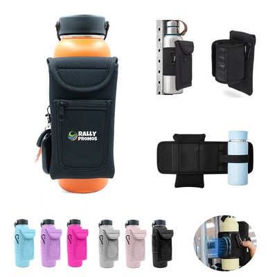 Magnetic Water Bottle Sleeve Bag with Large Pocket Phone Holder