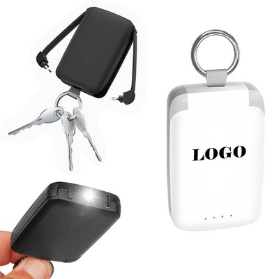 2000mAh Keychain Power Bank w/Flashlight