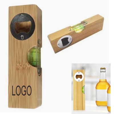 Custom Bamboo Wooden Bubble Level Bottle Opener