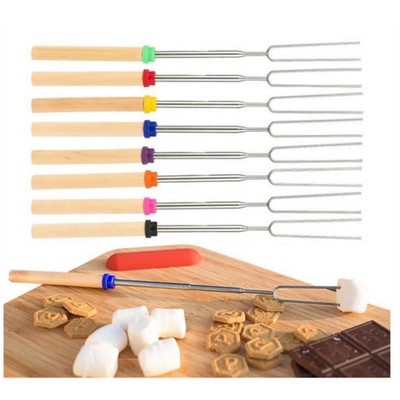 Telescopic Barbecue Fork with Wooden Handle