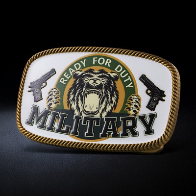 Custom Rectangular UV Printed Belt Buckle 4"