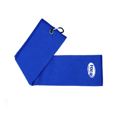 Tri-fold Microfiber Waffle Golf Towel