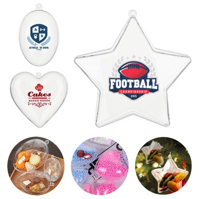 3.15" Clear Star Egg Heart Shaped Christmas Ornaments