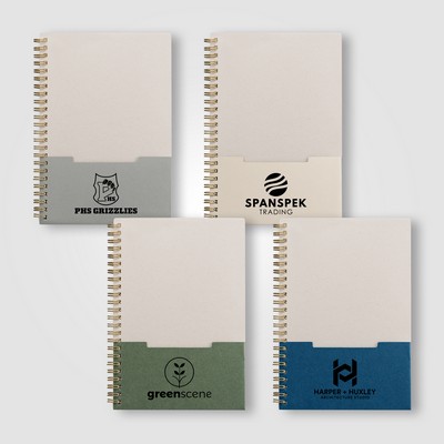 Lino FSC Paper Spiral Binding Vertical Pocket Notebook - A5 - Silkscreen