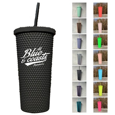 24oz Studded Double Walled Insulated Tumbler with Leak-Proof Lid