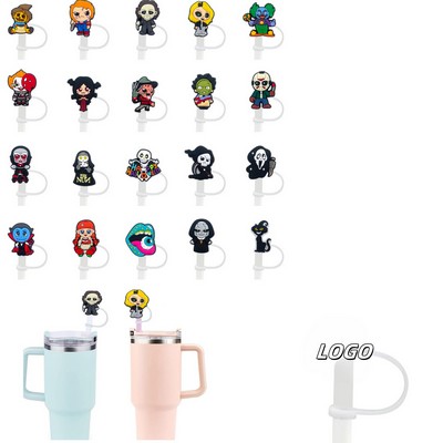 Customized Halloween PVC Straw Dustproof Cap