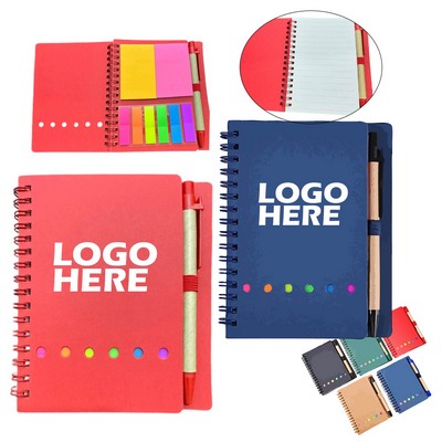 Spiral Notebook With Pen And Sticky